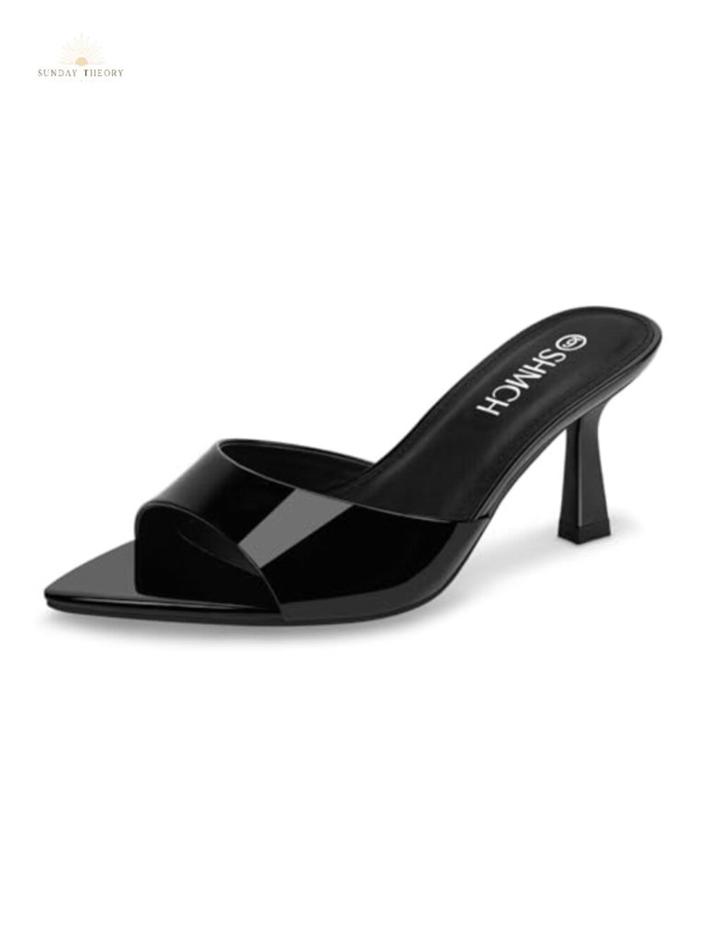 Pointed Toe Slip On Mule Sandals Kitten Heel Open Toe Heels